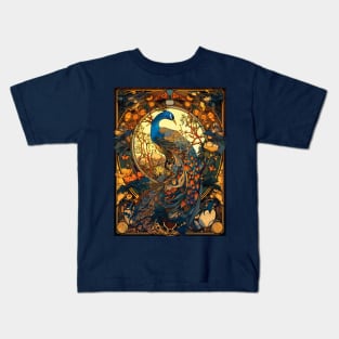 Vintage Art Nouveau Peacock Kids T-Shirt